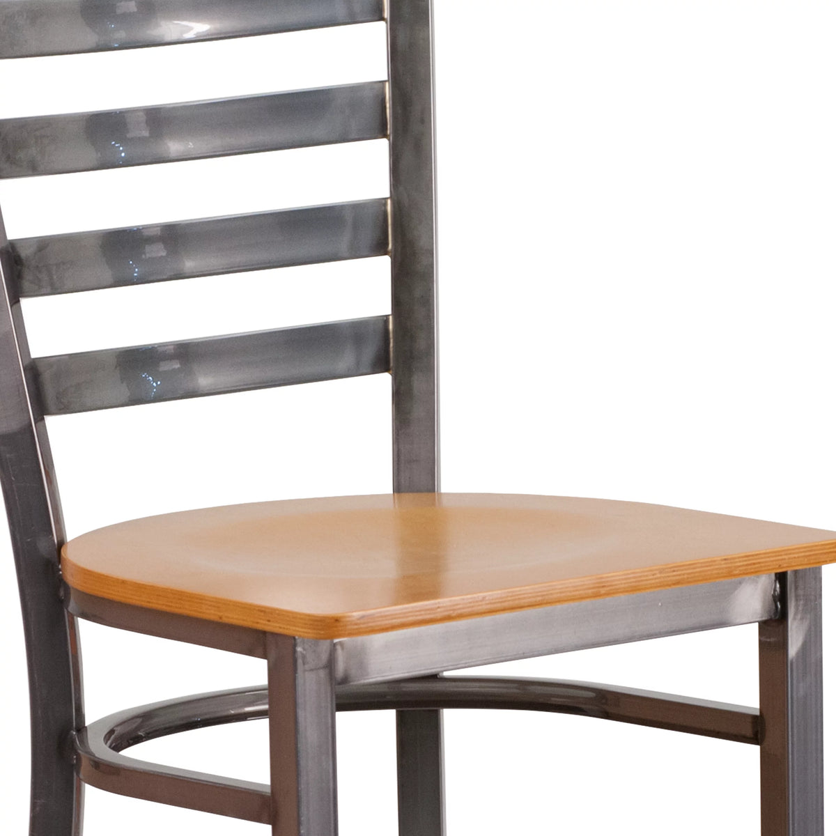 Ladder Back Metal Barstool with Natural Wood Seat Z451394