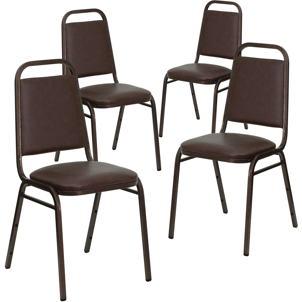 4 Pack Black Vinyl Stacking Banquet Chair T6729