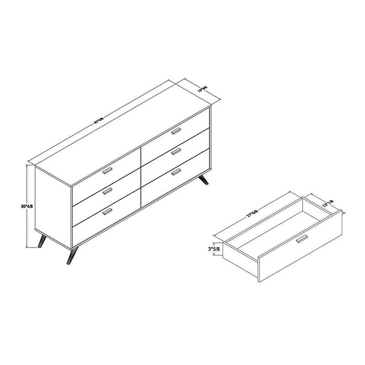 Dark Grey Gold Wood 6-Drawer Dresser E10716