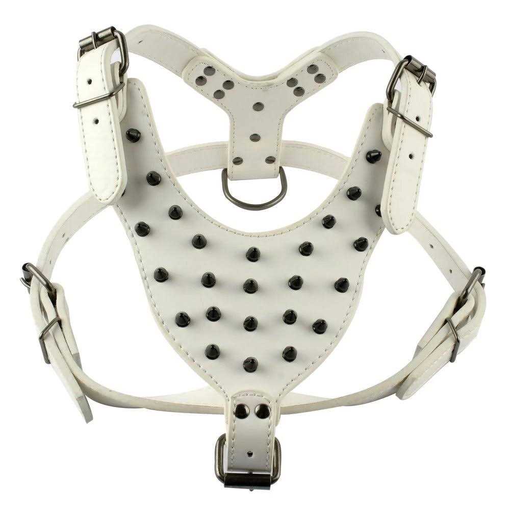 Black Leather Spiked Dog Collar Leash Harness 3 Pcs Set H465