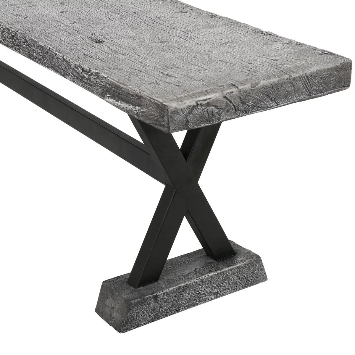 Grey Concrete and Steel Dining Bench B219180