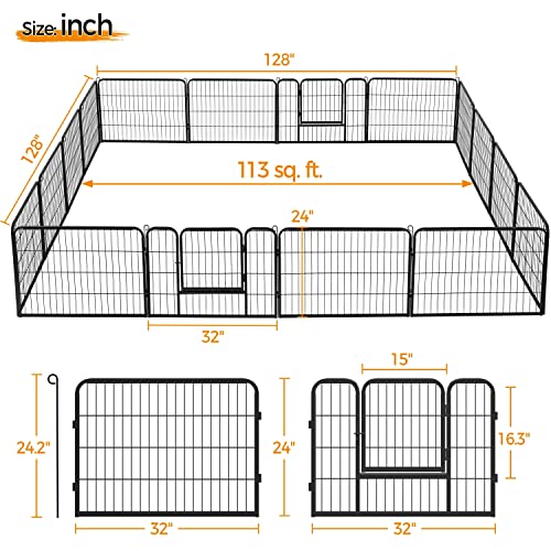 24-Inch 6 Panel Black Pet Playpen O154