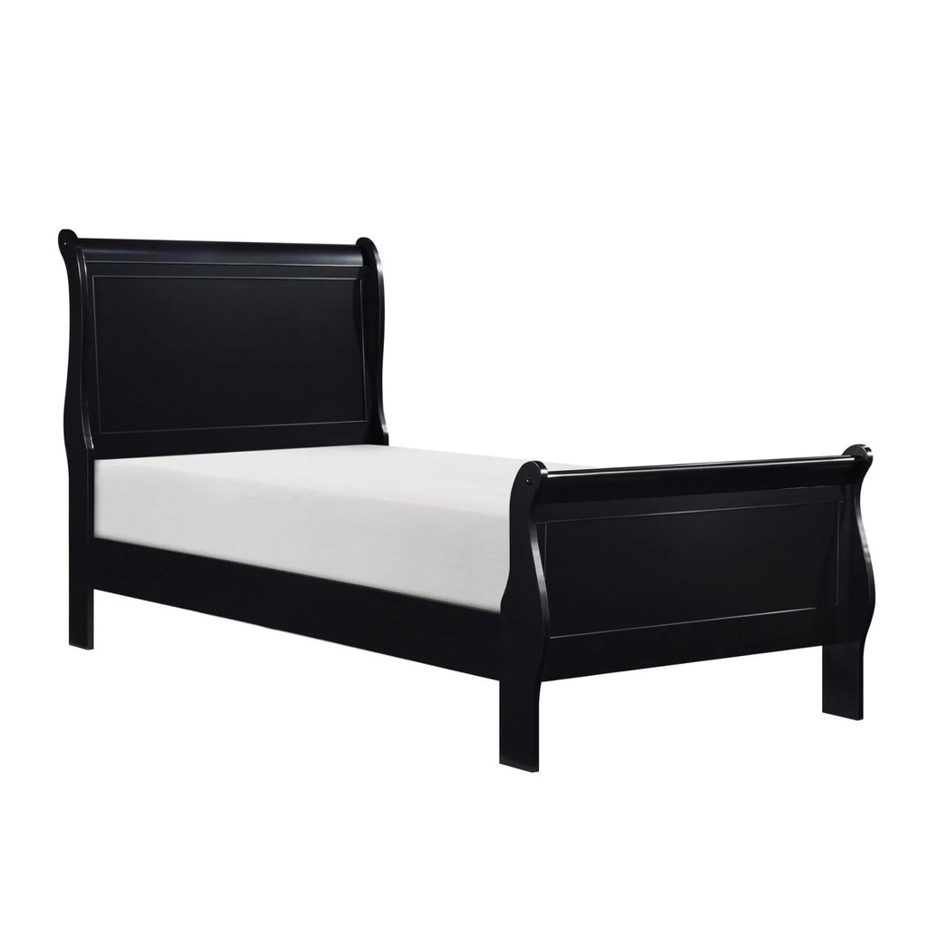 Twin Bed Nightstand Dresser Mirror 4pc Set Black V49325