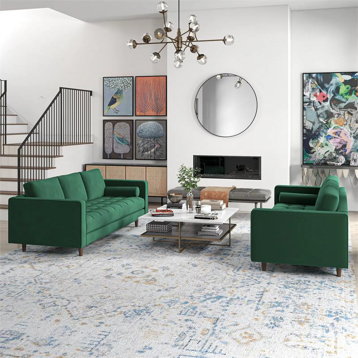 Green Velvet Sofa Set Q934