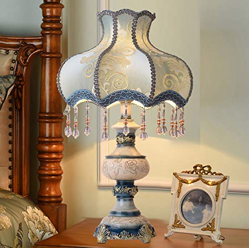 Blue Desk Lamp with Fabric Shade, 13 Inch Table Lamp C5784