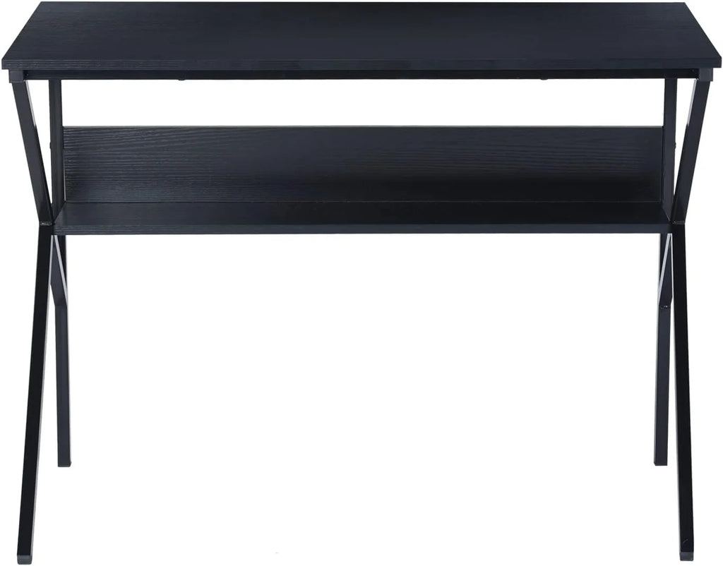 39.4 inch Black Desk with Storage Shelves X49347