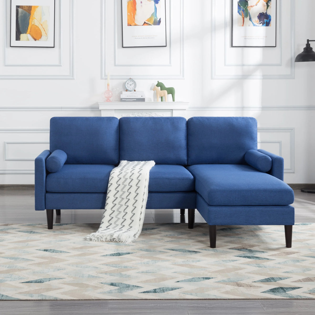 72 inch L-Shape Reversible Sectional Sofa with Two Pillows N802633