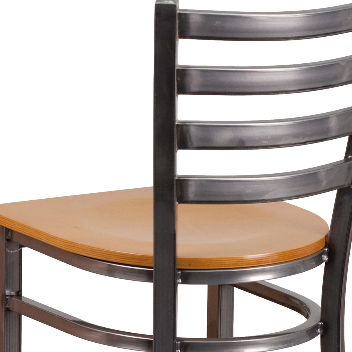 Ladder Back Metal Barstool with Natural Wood Seat Z451394