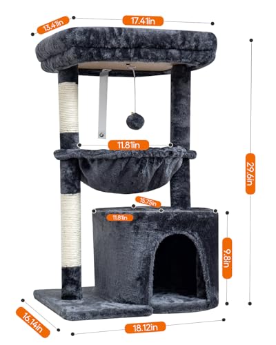 Small Cat Tree with Scratching Post and Cradle Z864037