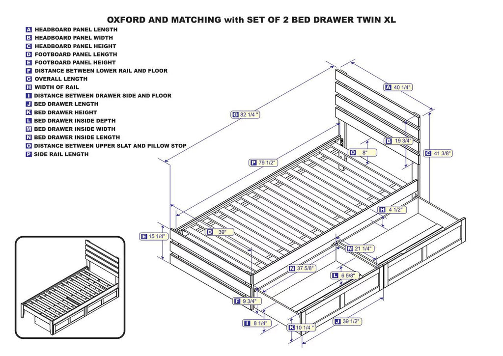 White Twin Extra Long Bed with Footboard and 2 Drawers G55044