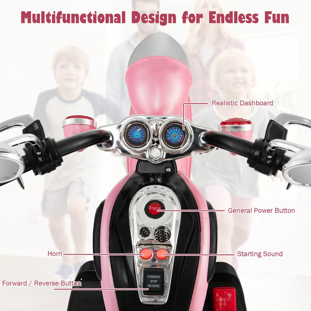 3 Wheel Kids Ride On Motorcycle 6V Battery Powered White B703