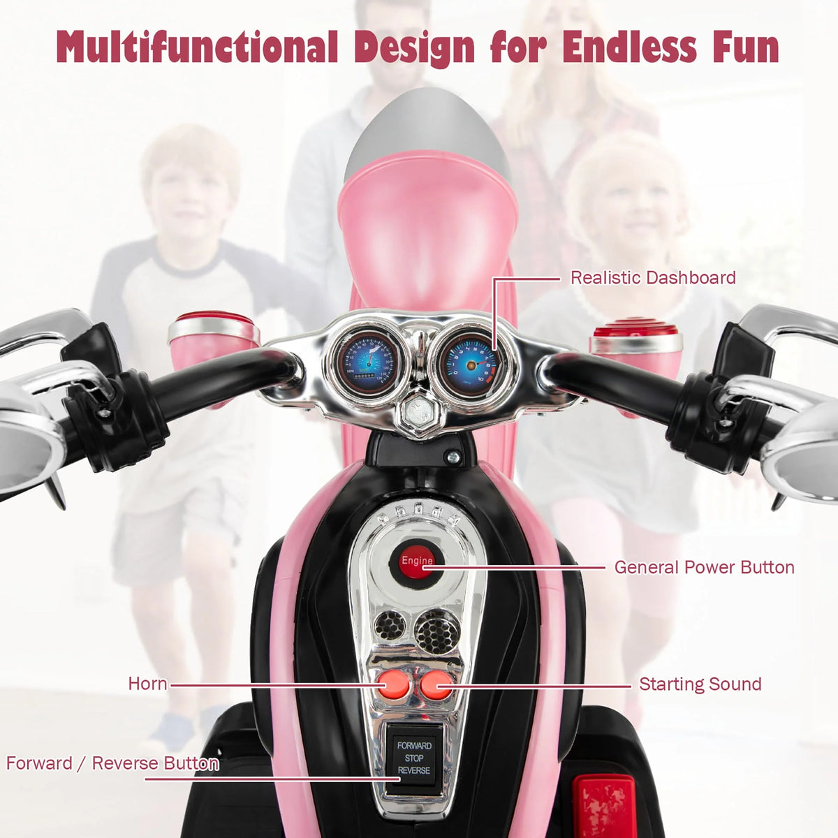 3 Wheel Kids Ride On Motorcycle 6V Battery Powered White B703