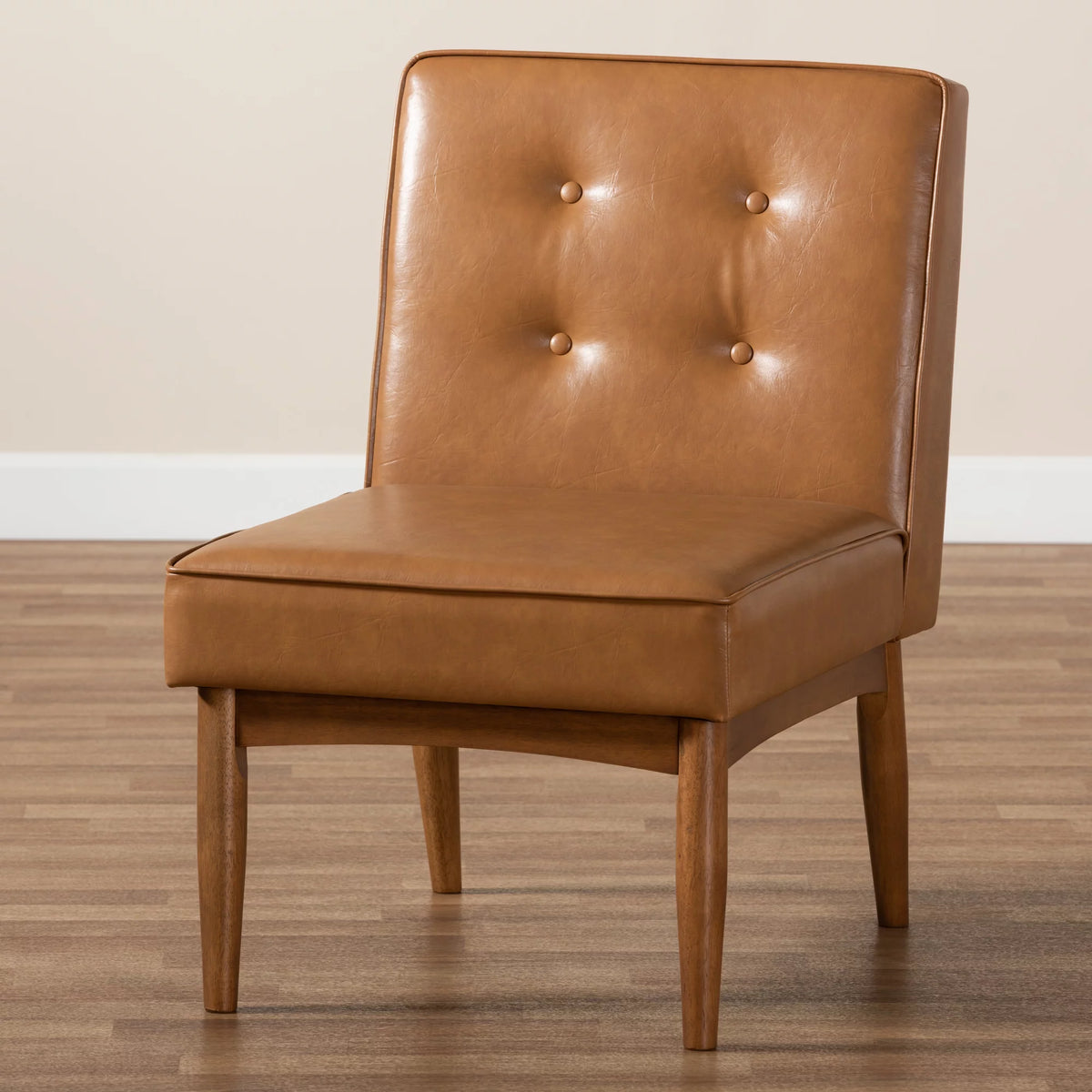 Tan Faux Leather Upholstered Wood Dining Chair B765735
