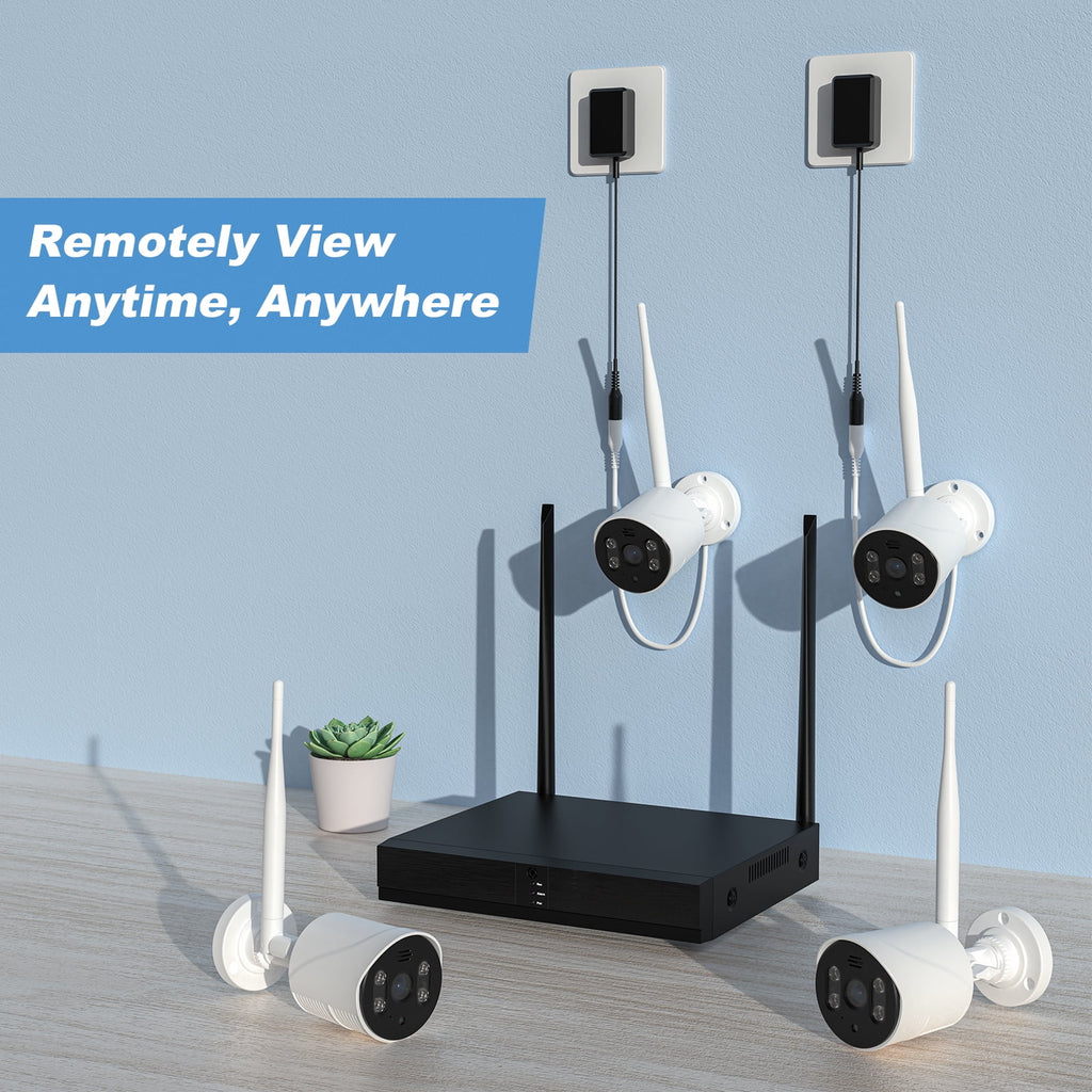 4pcs Wired Security Camera System with Color Night Vision A575700