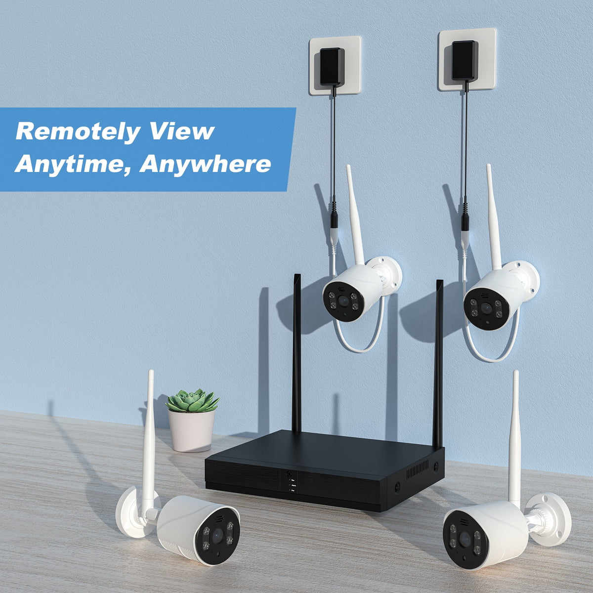 4pcs Wired Security Camera System with Color Night Vision A575700