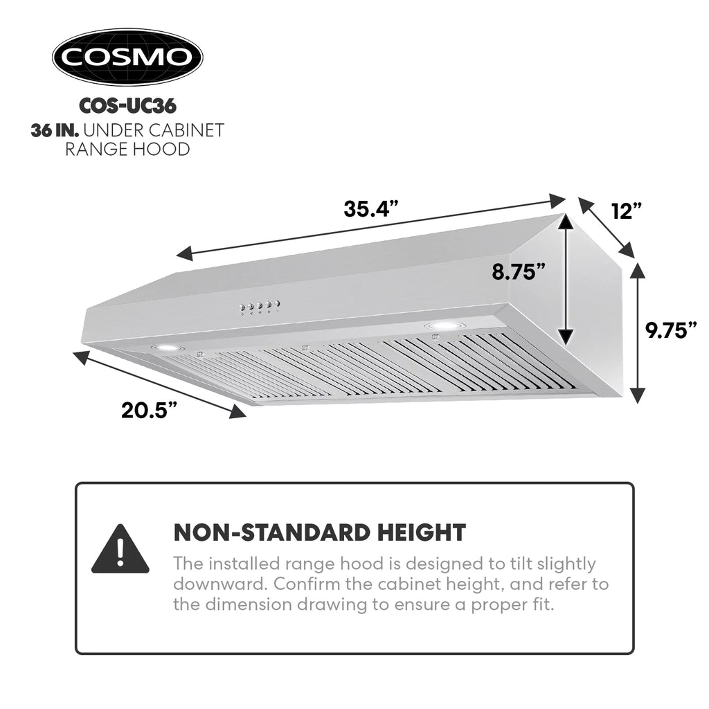 36" 380 CFM Ducted Under Cabinet Range Hood Stainless Steel G1548