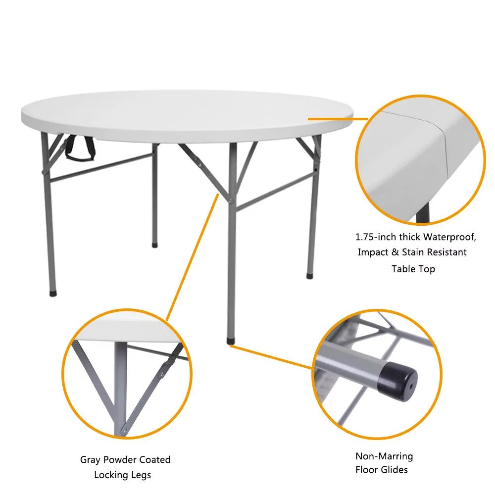 48" Round White Folding Plastic Table H740
