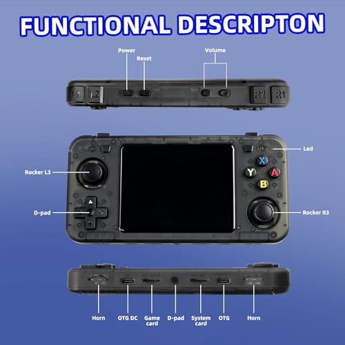 Black Retro Handheld Game Console with 3.5-inch IPS Screen H4297
