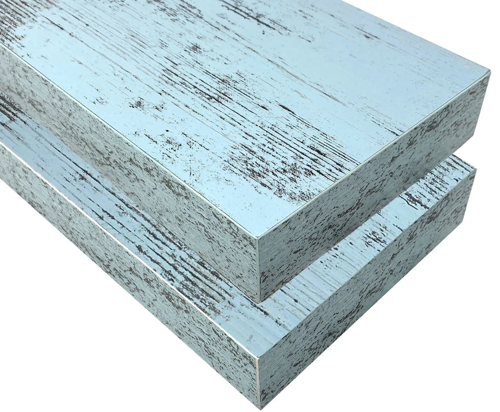 Blue 2 Pack Rustic Wood Floating Wall Shelves Z169112