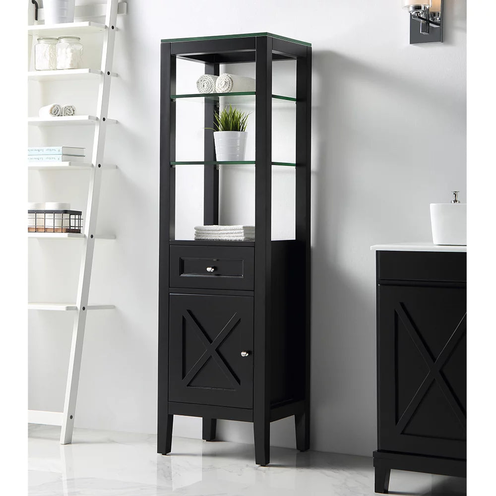 18 in W x 14 in D Espresso Bathroom Linen Cabinet Z978