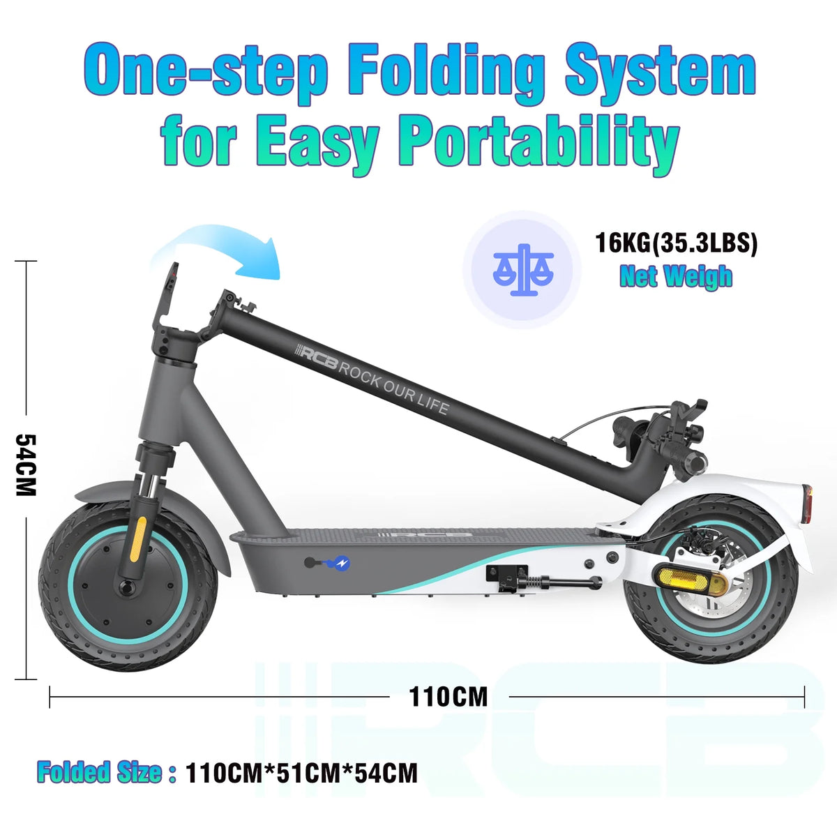 Electric Scooter with 10 Solid Tires, 500W Motor, Folding, Gray L971294