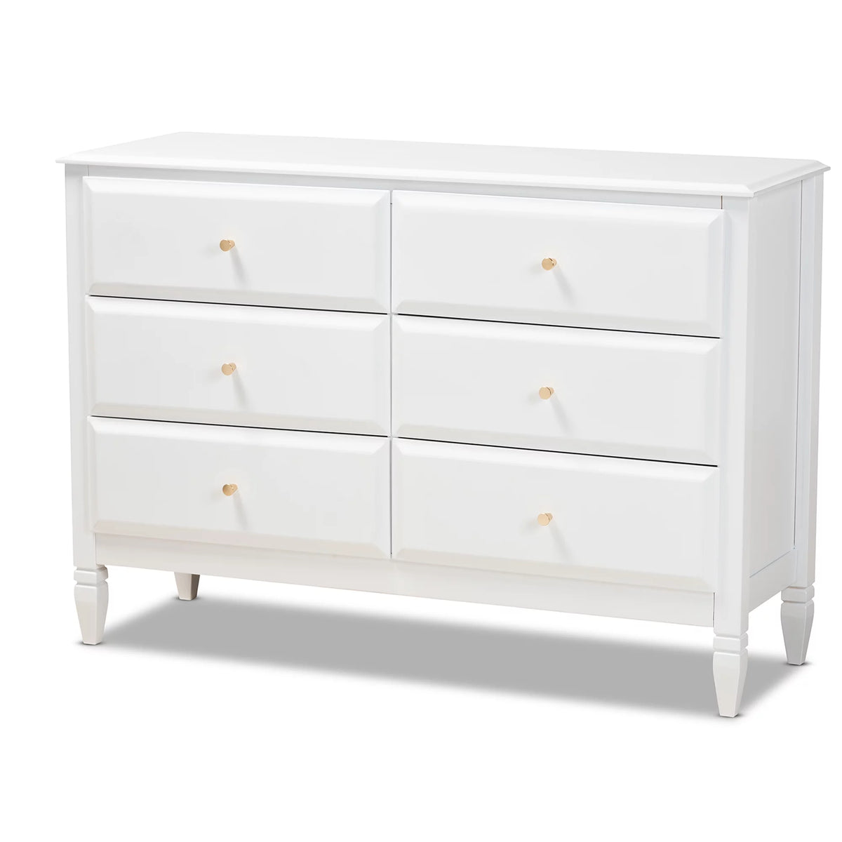 White Wood 6-Drawer Dresser V225