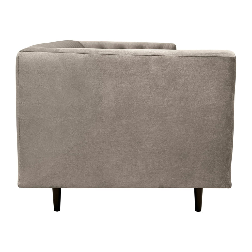 Fossil Gray Velvet Sofa with Black Wood Legs M8336