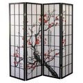 Black 4 Panel Plum Blossom Room Divider B503
