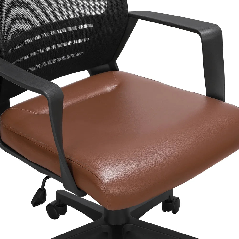 Brown Mesh Ergonomic Office Chair with Armrests E345