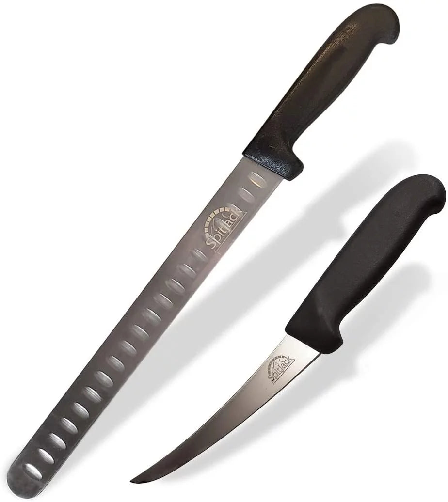 6 Inch Curved Beef Brisket Trimming and Boning Knife and 11" Meat Slicing Knife Bundle Stainless Steel M6478