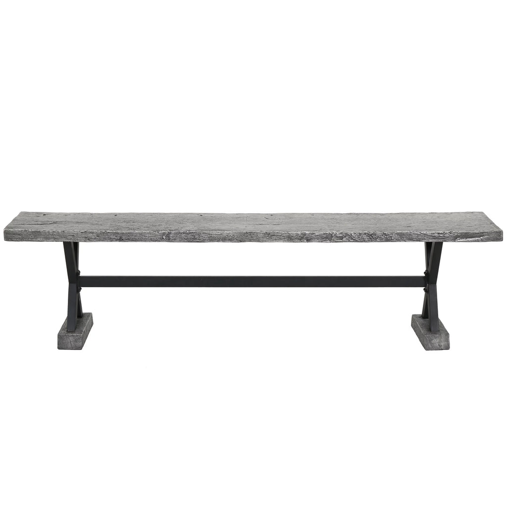 Grey Concrete and Steel Dining Bench B219180