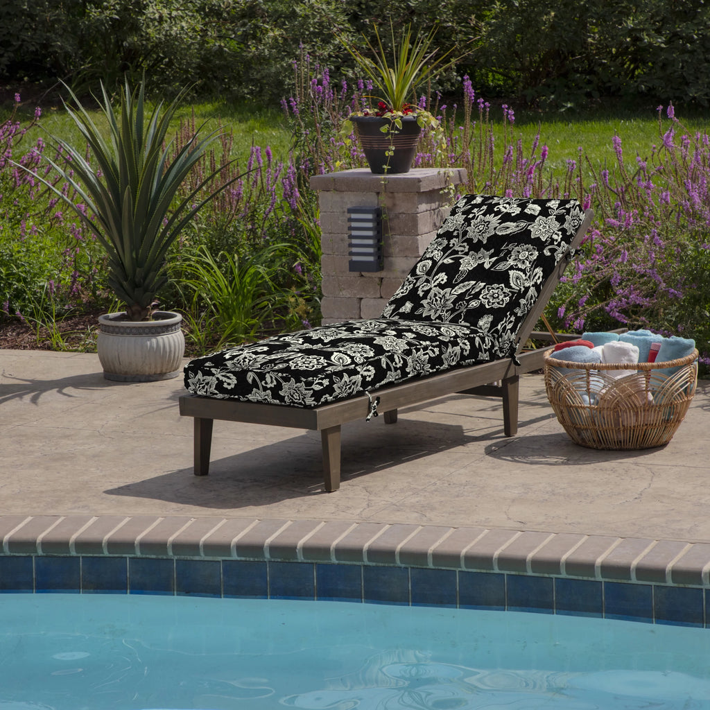 Black Outdoor Chaise Lounge Cushion N747