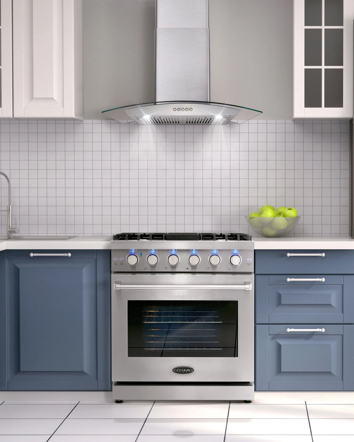 2 Piece Kitchen Appliance Package with Gas Range and Island Range Hood Q410768
