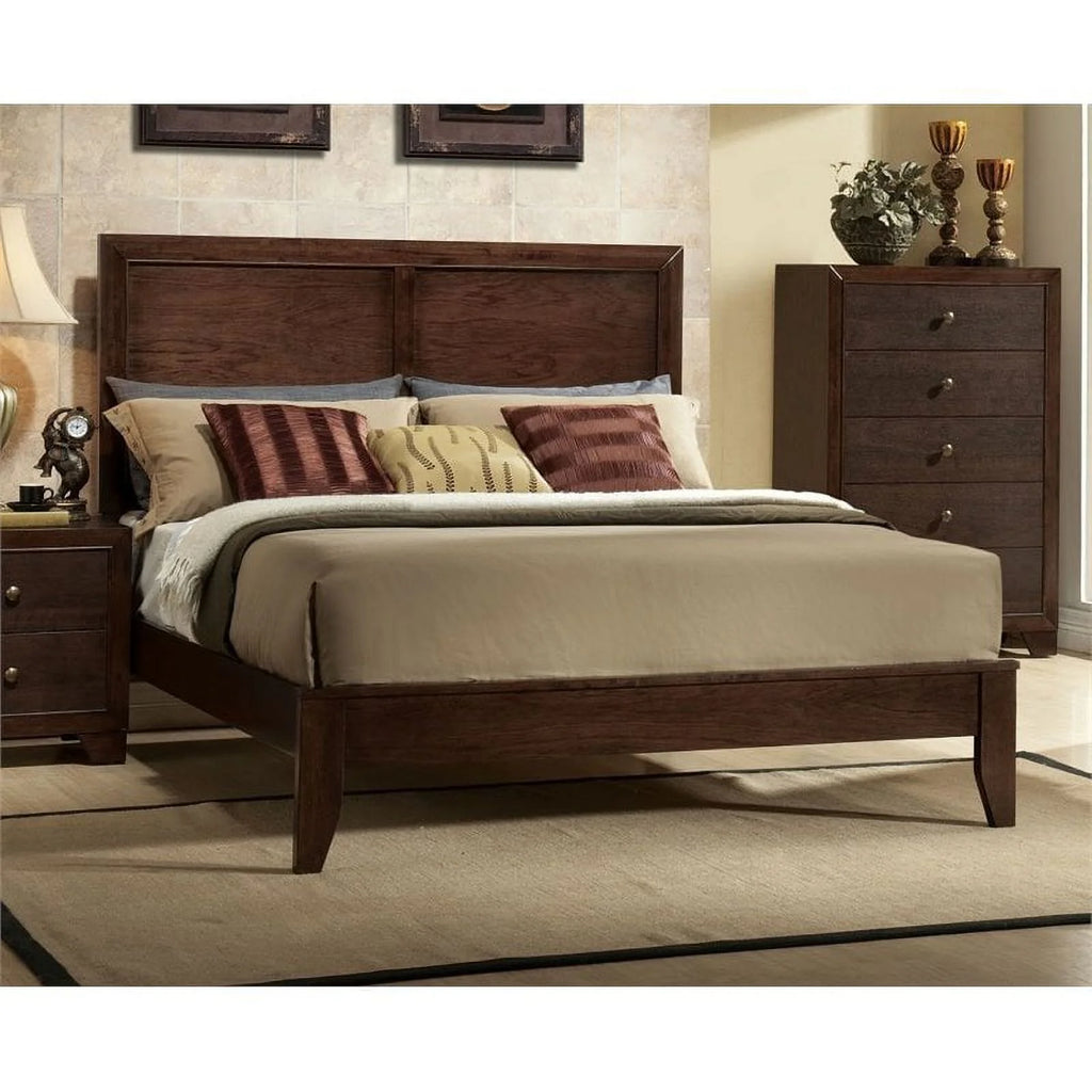 Queen Panel Bed Frame in Espresso with Headboard A568