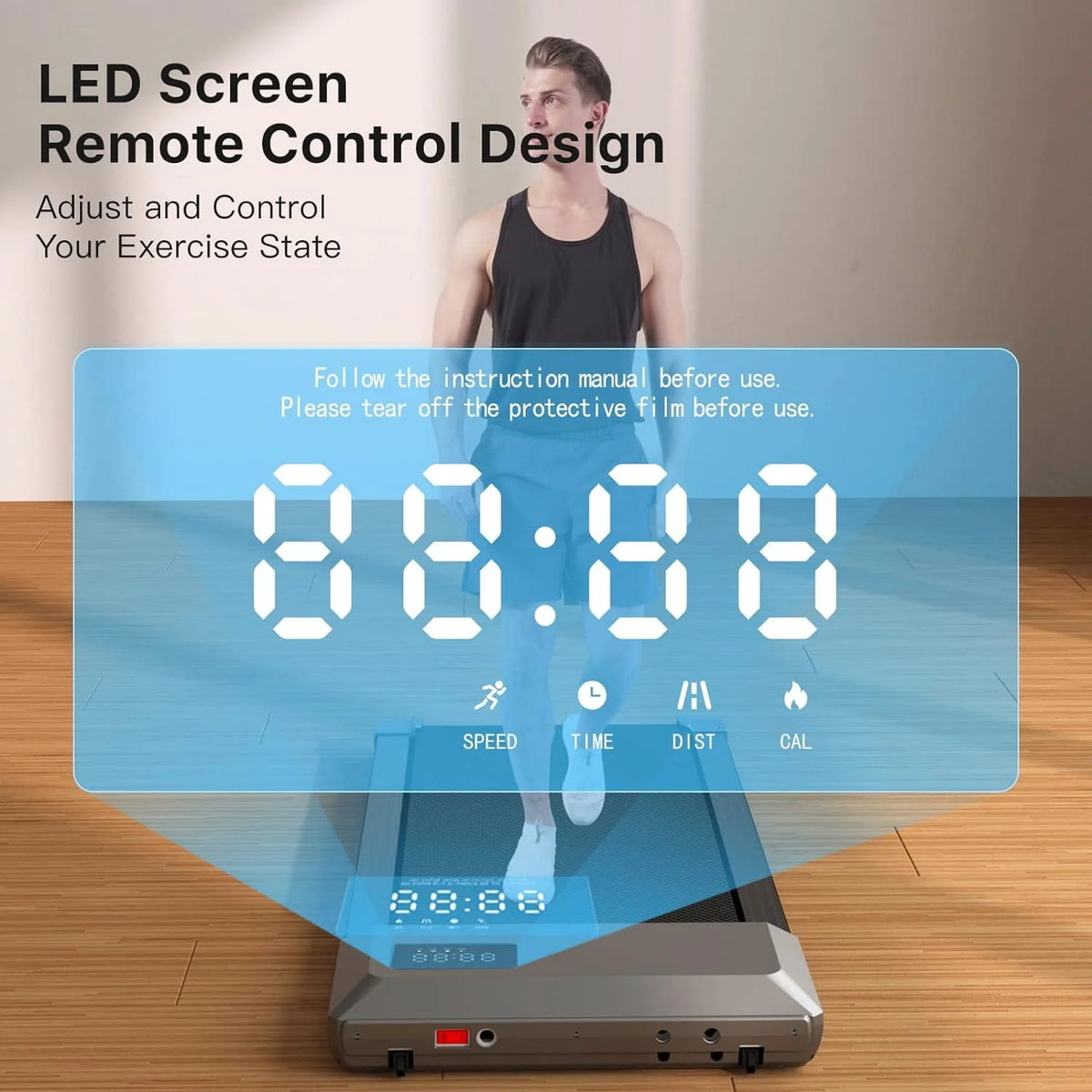 2 in 1 Portable Treadmill with LED Display B7827