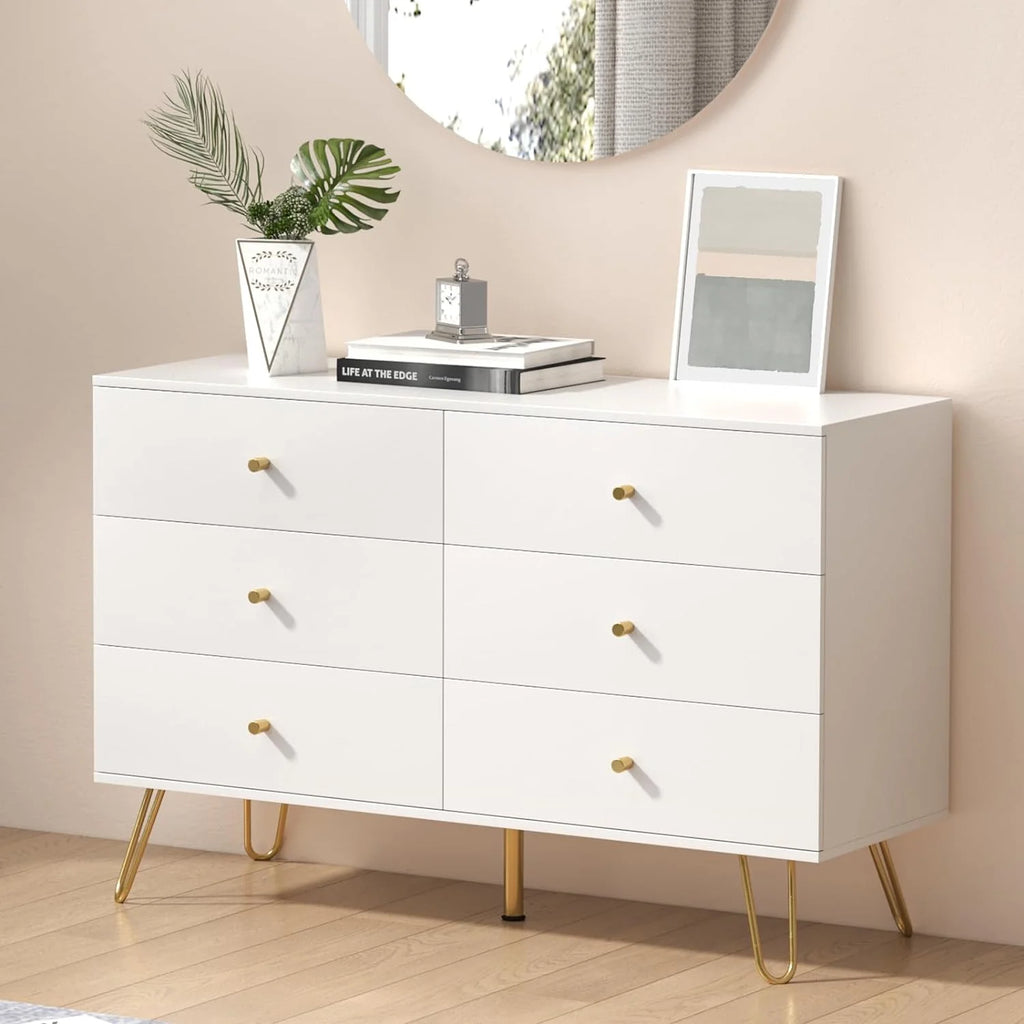 Black 6 Drawer Wood Dresser E9838