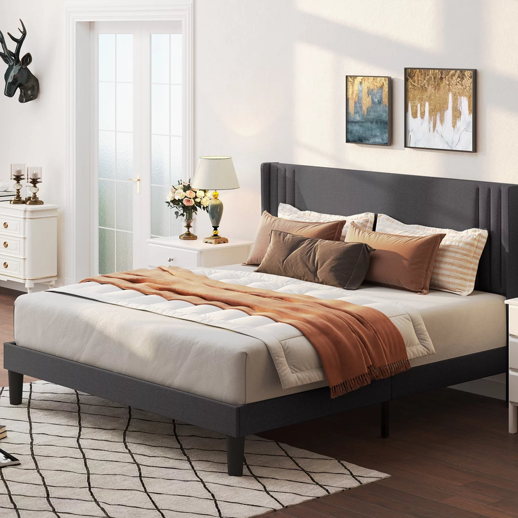 Queen Bed Frame with Wingback Headboard H56270