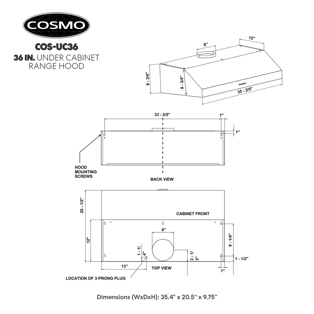 36" 380 CFM Ducted Under Cabinet Range Hood Stainless Steel G1548