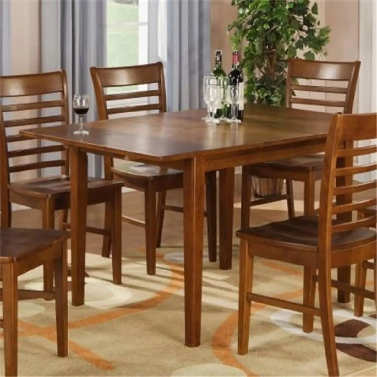 Rectangular Kitchen Table 36 in. x 54 in. with 12 in. Butterfly Leaf Saddle Brown C32637