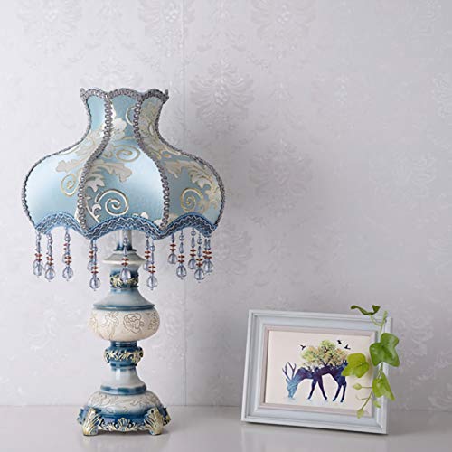 Blue Desk Lamp with Fabric Shade, 13 Inch Table Lamp C5784