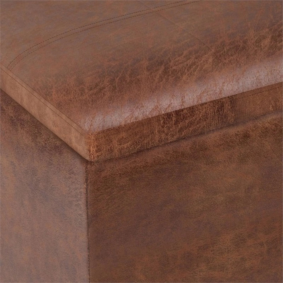 Faux Leather Storage Ottoman J677