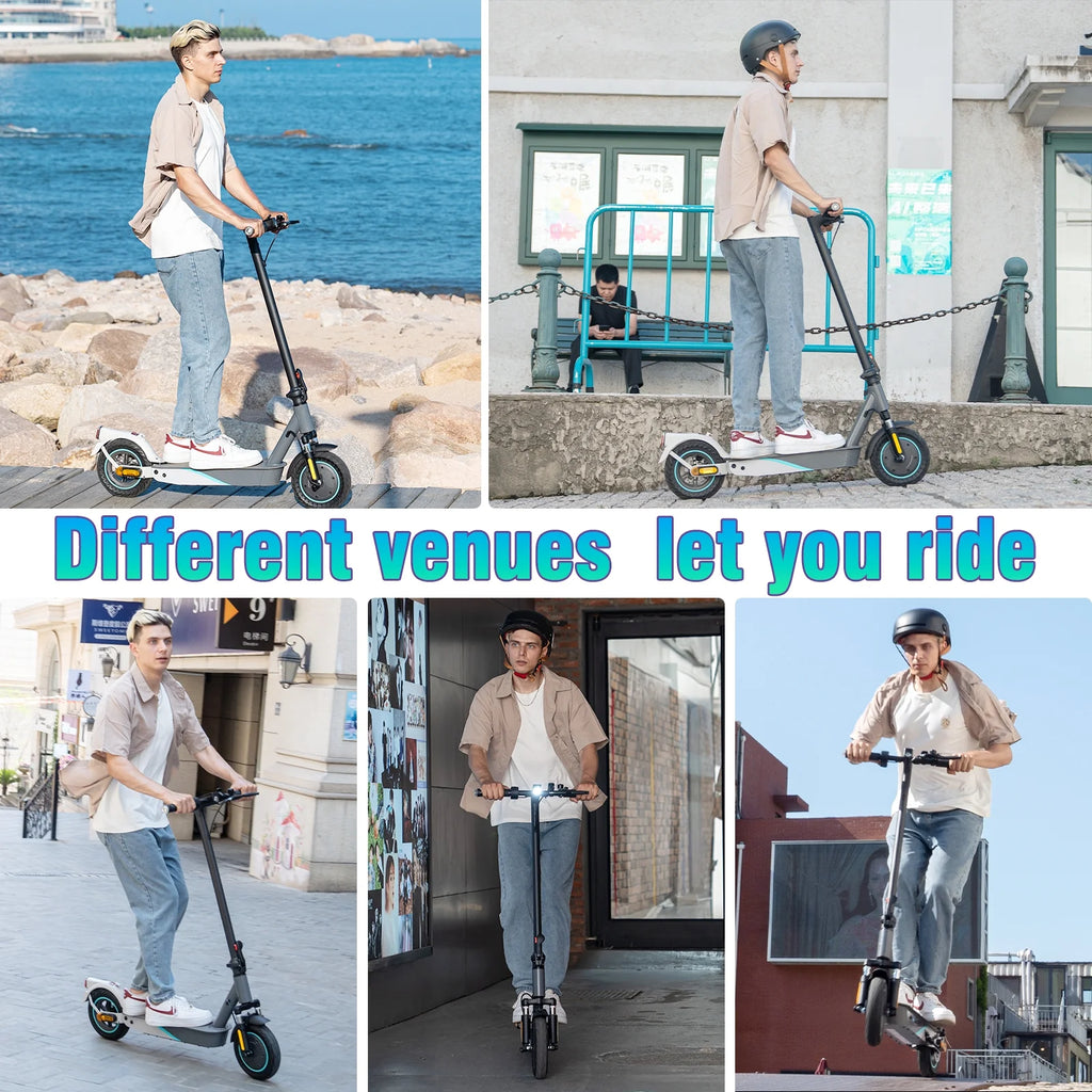 Electric Scooter with 10 Solid Tires, 500W Motor, Folding, Gray L971294