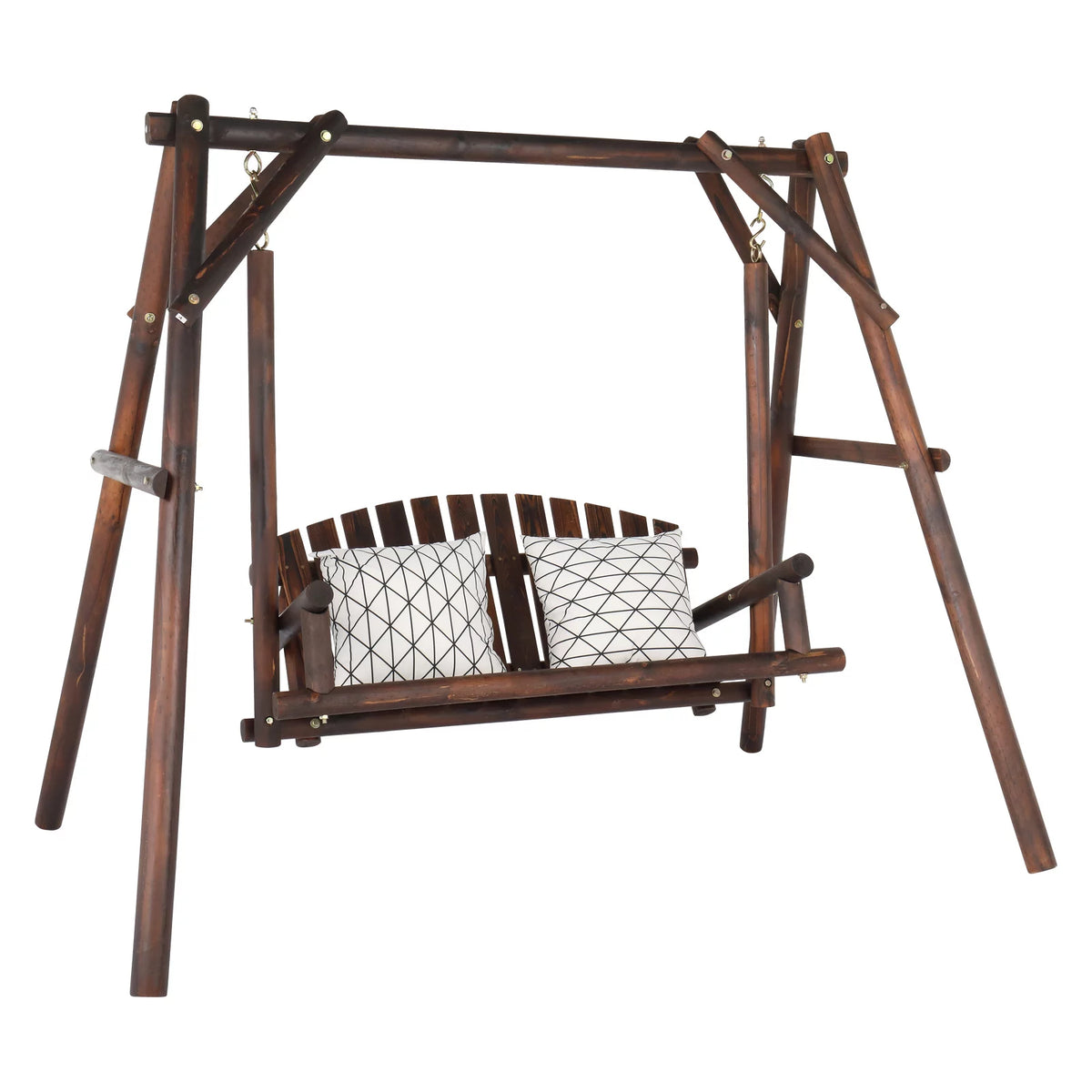 6.5’ Solid Wood Outdoor Loveseat Garden Swing P506