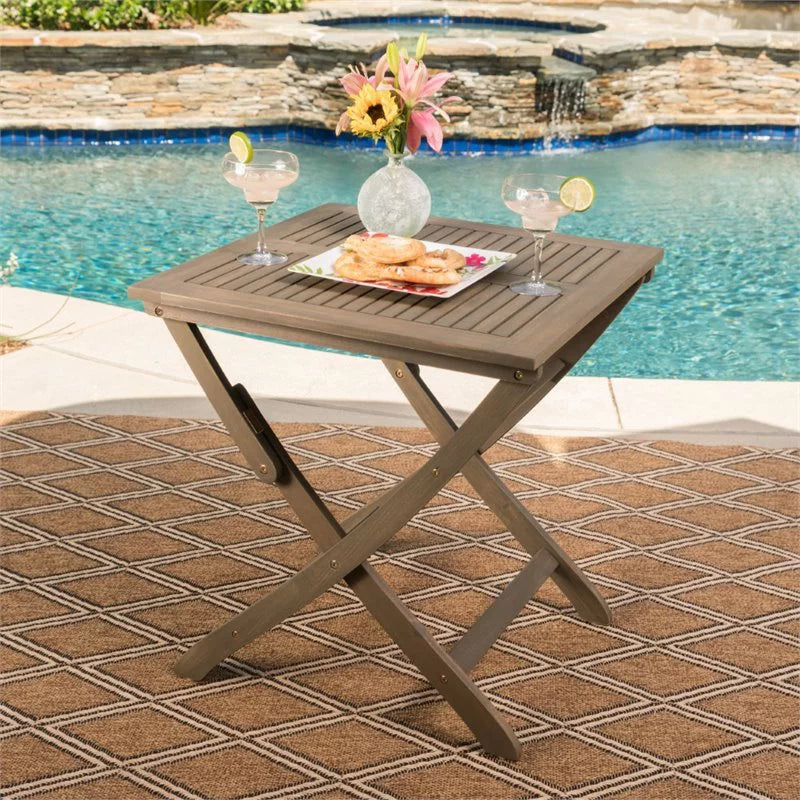 Gray Wooden Foldable Patio Dining Table C60788