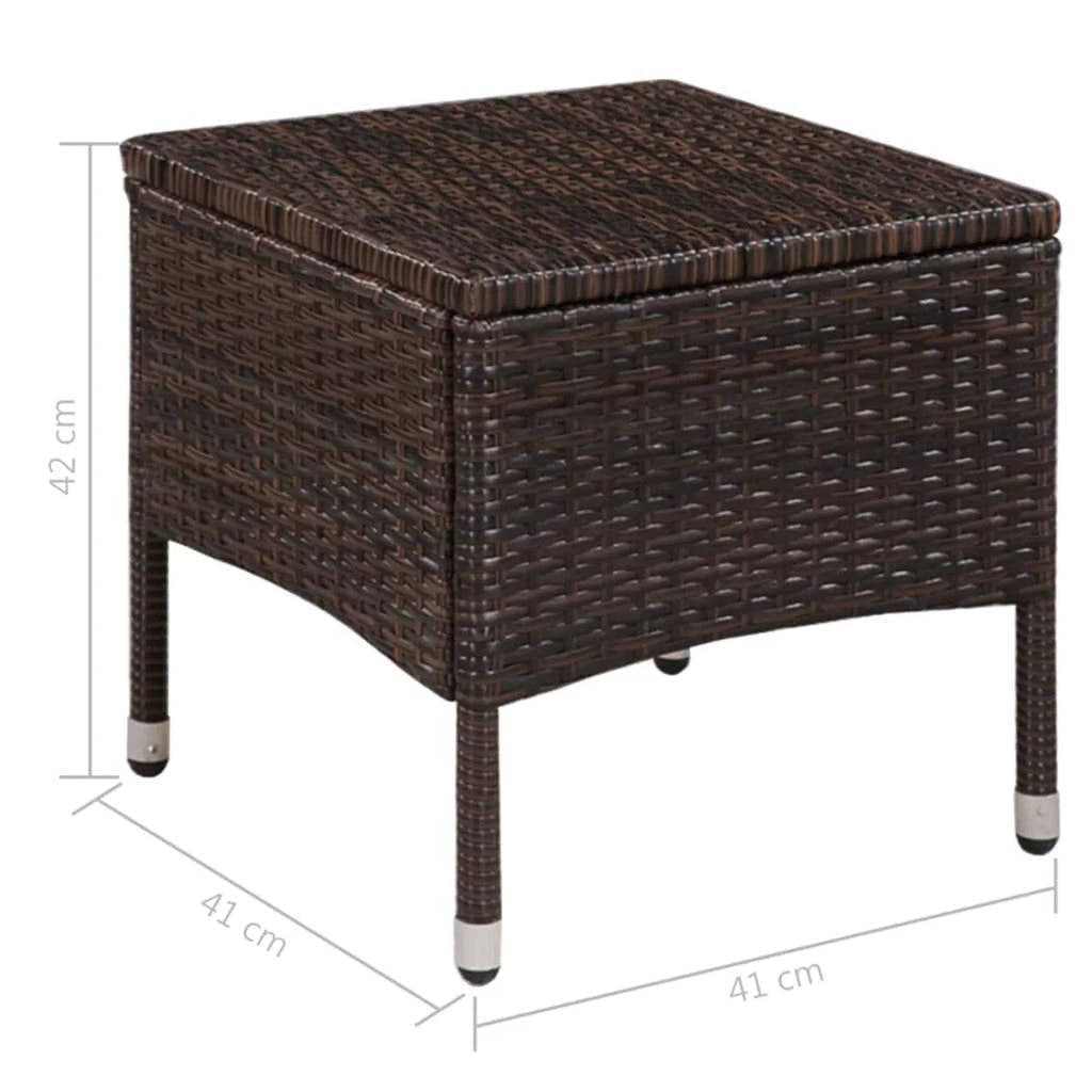 Brown Poly Rattan 3 Piece Bistro Set with Cushion E6428