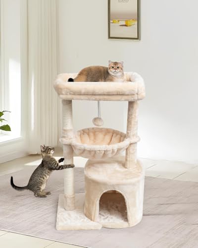 Small Cat Tree with Scratching Post and Cradle Z864037