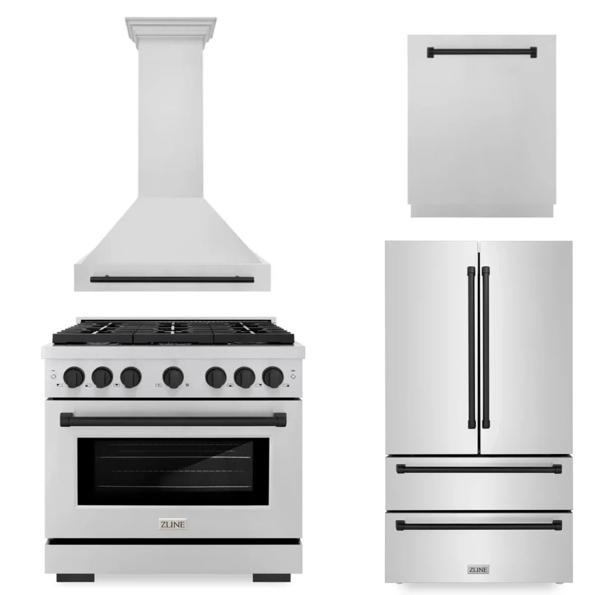 36 In. Gas Range, Range Hood, Dishwasher, Refrigerator H8882