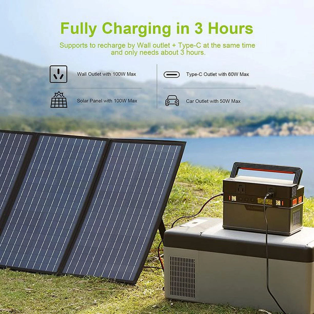 700W 606Wh Portable Power Station with 100W Flexible Solar Panel J2284