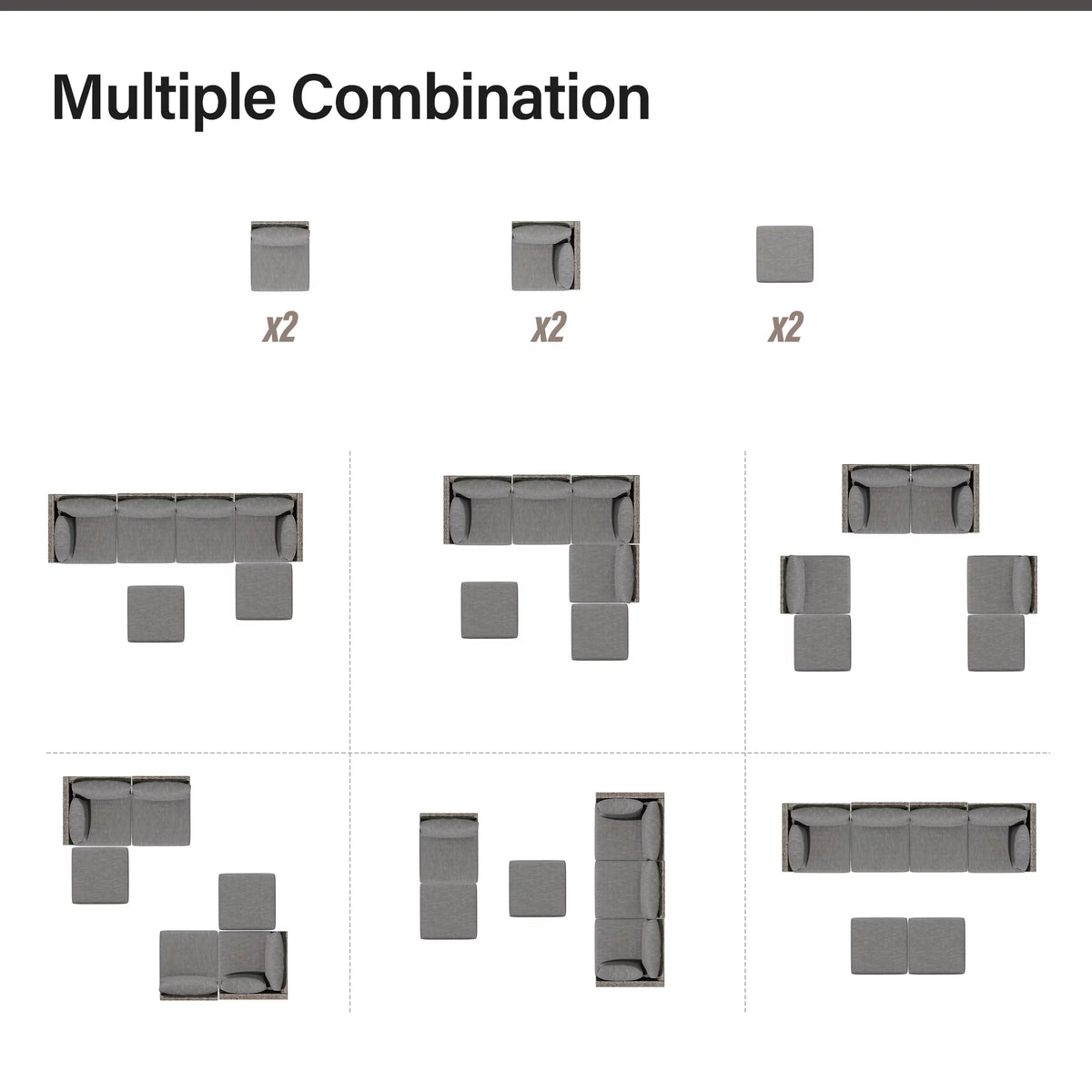 7 Pieces Patio Conversation Set with 6 Chairs and 1 Coffee Table N407961