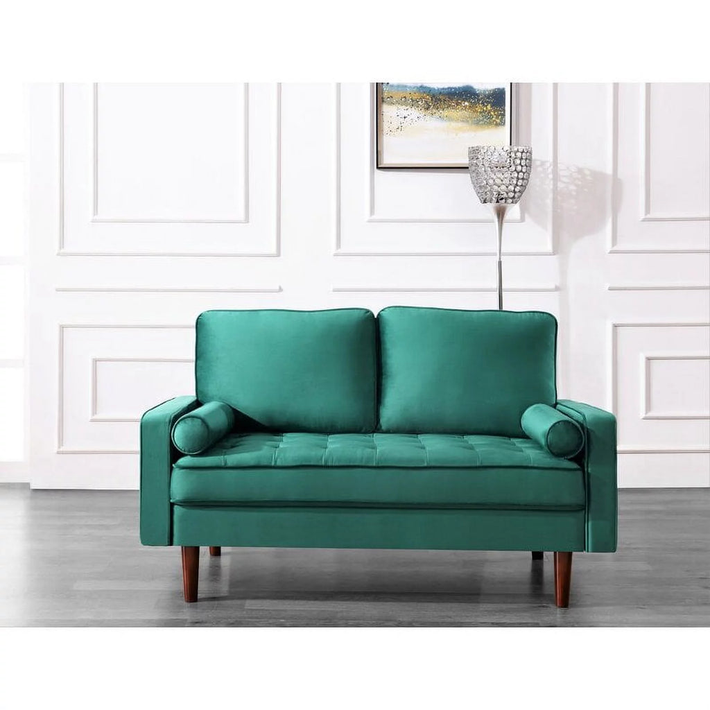 Green Velvet Square Arm Loveseat D74758